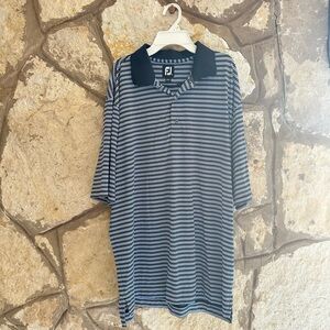 Euc FootJoy Striped Blue Black White Rugby Polo XL